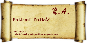 Mattoni Anikó névjegykártya